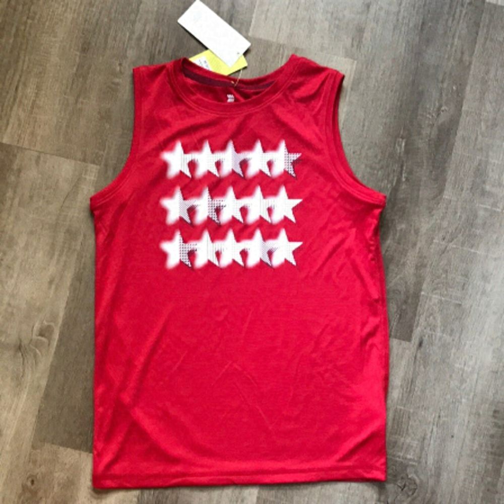 NWT Boys sleeveless tee muscle top 8/10 red with white stars
